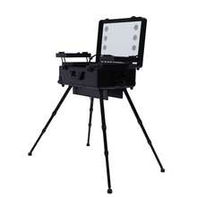 Rolling Makeup Case Trolley Train Box Organizer With Key Travel Cosmetic Luggage - Black - View 7