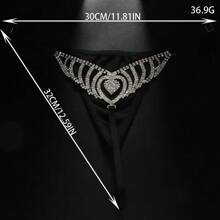 Fashion Rhinestones Heart Thong Bikini Underwear For Woman Sexy Beach Multi-Layer Hollow Crystal Panty G String Body Jewelry Valentines