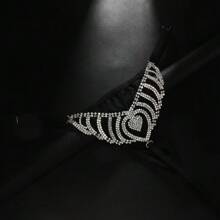 Fashion Rhinestones Heart Thong Bikini Underwear For Woman Sexy Beach Multi-Layer Hollow Crystal Panty G String Body Jewelry Valentines