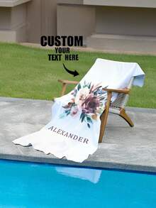 1 件定制照片和名字印刷沙滩巾、个性化浴巾、成人泳池毛巾、儿童沐浴巾、度假礼物、沙滩巾