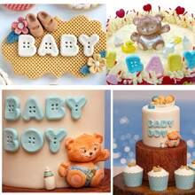 1pc, Silicone Alphabet Button Pattern Fondant Mold, Cake Decoration Tool, Chocolate Mold, Baking Mold, Baking Tools - Grey - View 5