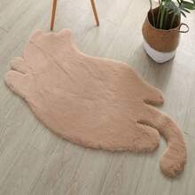 1 件现代家居装饰卡通猫毛绒柔软不对称形状地毯/地毯，适用于儿童房和各种场景 - 白色 - 查看 5