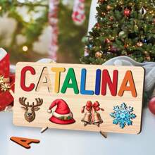 Anniversary Gift Wooden Puzzles For Toddlers 1-3 Personalized Wooden Name Sign Name Puzzle For Kids Personalized Montessori Toddler Gift /Easter Gift(With Stand)Winter Eve Gifts Back To School Winter Gift Ideas Boy Girl Valentine's Day