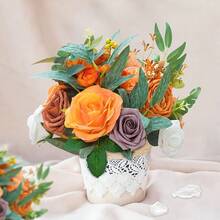 1 套 27 件装人造橙花装饰盒、丝绸花束，适用于婚礼、派对、蛋糕装饰等 - 橘色 - 查看 6