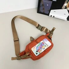 休闲情侣斜挎包、时尚单肩斜挎包、男女通用胸包和腰包、运动风格小情侣包万圣节圣诞节冬季圣诞礼物男士包男士包侧包男士礼物时尚休闲户外感恩节秋季旅行假日收纳包单肩包腰包腰包骑行包腰包男士礼物徒步旅行学生大容量多功能便携爸爸礼物男友礼物度假 - 橘色 - 查看 9