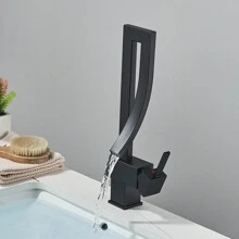 Modern Bathroom Sink Faucet Waterfall Single Handle Single Hole Lavatory Mixer Tap - Black - View 7