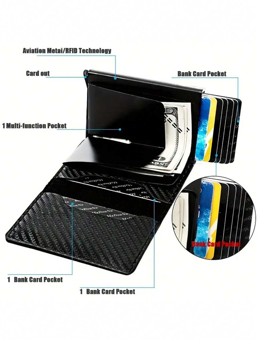 ID Credit Bank Card Holder Wallet Luxury Brand Men Anti Rfid Blocking