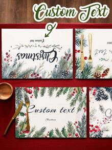1pc Customized PVC Heat-Resistant Placemat, Creative DIY Name Rectangle Waterproof Oil-Proof Washable Table Mat, Perfect Holiday Gift For Friends, Family, Schoolmates, Housewarming, Christmas Decoration - Multicolor - View 1