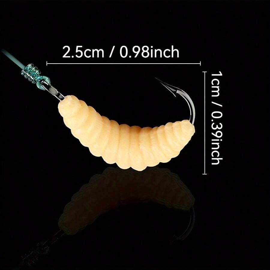1Dozen Rubber Maggots Fishing Bait (12 Pcs), Fishing Maggots, Bulk
