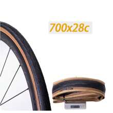 公路自行车高性能轮胎，耐用可折叠，60TPI防刺穿，适用于20英寸700C车轮，黑/黄配色