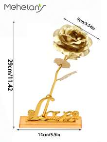 1Pc/Set Artificial Flowers Golden Foil Rose,Fake Gold Plated Forever Love Rose With Love Stand For Valentine's Day,Mother's Day,Wedding,Birthday,Wife,Women, Christmas Decor,Home,Living Room,Table Decor - Gold - View 2