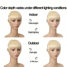 短刘海金色夹式发刘海耐热假发合成刘海发夹天然接发