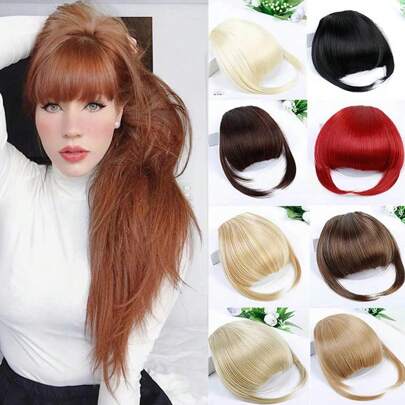 Franja Curta Loira com Clipe, Peruca Sintética Resistente ao Calor, Extensão de Cabelo Natural com Clipes de Franja, Halloween