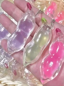透明柔软豆子钥匙扣玩具，两颗豆子都可以挤出来 - 彩色 - 查看 1
