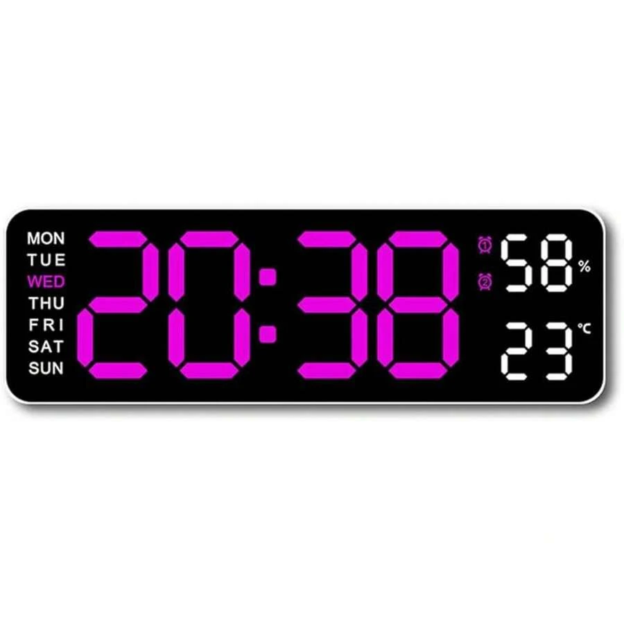 Digital Wall Clock,Digital Calendar,Large Wall Clock,13" Large Display Digital Clock,LED Digital Clock With Remote Control,Countdown Dimmer Large Clock With  Date Week Temperature - Bronze - View 1