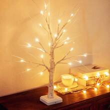1pc 24LED Artificial White Birch Tree Light, Tabletop Mini Fake Tree Lamp For Home Decor, Christmas Decoration, Desk Ornament, Suitable For Bedroom, Office, Wedding, Party & Festival, USB Powered Christmas Decor Christmas Gift Thanksgiving Christmas Tree Decor Ornaments Christmas Light Bedroom Decor Home Decor Party Decor Holiday Festival Room Decor