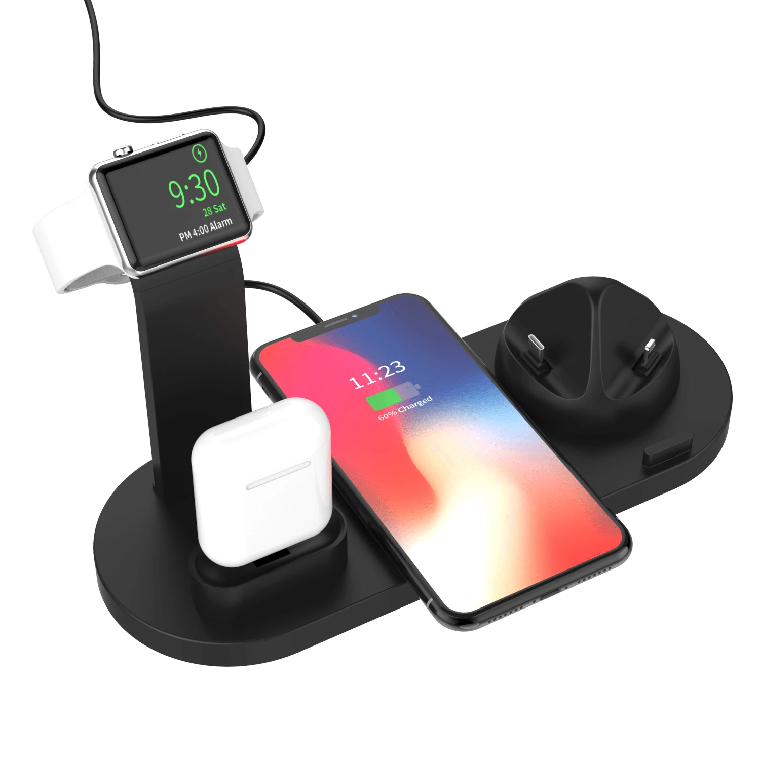 1pc 4In1 Wireless Charger Stand, 15W Fast Charging, MultiFunction