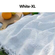 1 件复古传统几何图案沙发地毯毯沙发毛巾毯套适用于室内装饰和户外露营野餐，野餐毯 - 白色 - 查看 14