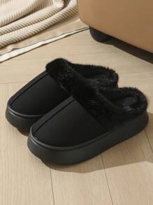 Dép đi trong nhà mùa đông ấm áp, đế mềm, chống trượt, thiết kế xỏ ngón cho nữ, lót nhung - màu đen - Xem 4