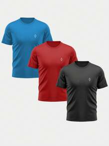 Kit 3 Camisetas Dry Básicas Masculina Lisa Poliéster Treino Esportes - Multicolorido - Visão 2