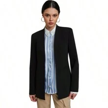 Saco Sastre Liso Negro Dama - Negro - Ver 2