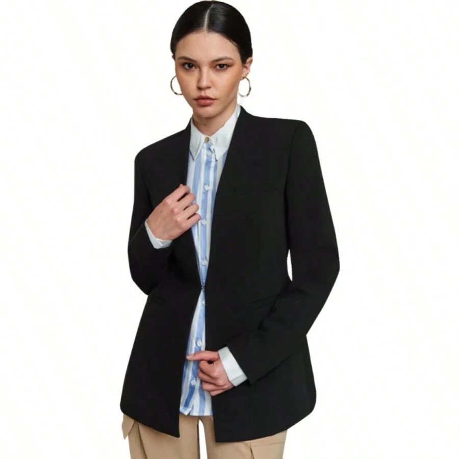 Saco Sastre Liso Negro Dama - Negro - Ver 1