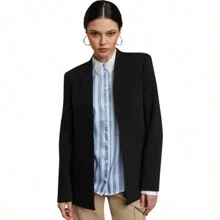 Saco Sastre Liso Negro Dama - Negro - Ver 4