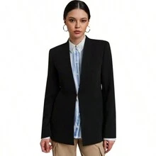 Saco Sastre Liso Negro Dama - Negro - Ver 6