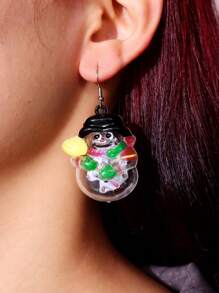 1pair Christmas Themed Creative Acrylic Light Bulb Shaped Glowing Red Earrings - Multicolor - View 8