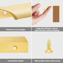 5pcs Brushed Gold Cabinet Handles, Suitable For Cabinets And Wardrobes, Sizes: 8cm/3.15in, 12cm/4.72in, 15cm/6in, 20cm/7.87in, 30cm/11.8in, Kitchen Cabinet Pulls, Drawer Pulls, Modern Concealed Aluminum Handles For Wardrobe Doors, Brushed Gold