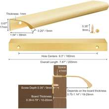 5pcs Brushed Gold Cabinet Handles, Suitable For Cabinets And Wardrobes, Sizes: 8cm/3.15in, 12cm/4.72in, 15cm/6in, 20cm/7.87in, 30cm/11.8in, Kitchen Cabinet Pulls, Drawer Pulls, Modern Concealed Aluminum Handles For Wardrobe Doors, Brushed Gold