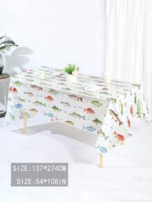 3 件装 54 X 108 英寸一次性桌布，鱼主题，适合钓鱼派对和日常装饰 - 彩色 - 查看 2