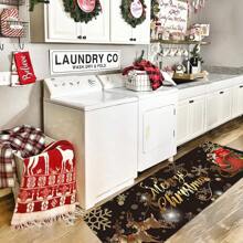 1/2 Peças Conjunto de Tapetes de Cozinha de Natal - Design de Papai Noel Preto, Flocos de Neve e Cervo - Macios, Antiderrapantes, Resistentes a Manchas, Laváveis em Máquina e Tapetes de Poliéster Leves para Decoração de Casa - Perfeito para Quarto, Sala de Estar, Sala de Jantar, Banheiro e Entrada