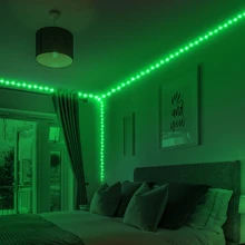 Luz LED para dormitorio, Tiras de luces LED RGB, Control remoto de 44 teclas y aplicación, Puede cambiar colores de forma sincrónica con la música, Se puede programar, Ajustar brillo, Muy fácil de instalar, Luces LED adecuadas para decoración de habitación infantil, Decoración del hogar, Decoración de pared - Control remoto de 44 teclas + Control de aplicación - Ver 8