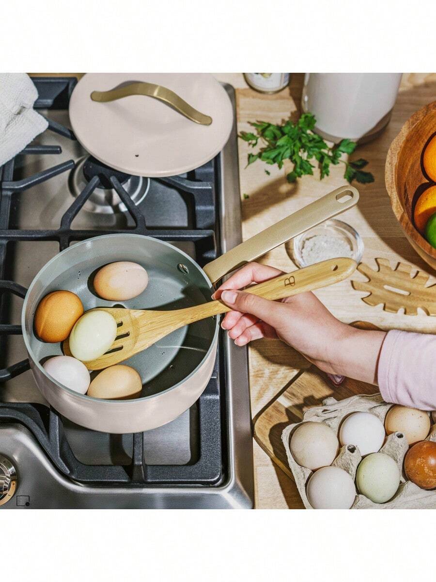 12pc Ceramic NonStick Cookware Set, White Icing By Drew Barrymore