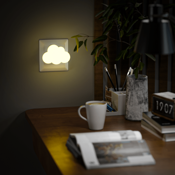 BABYLIYA Luz nocturna LED con sensor fotoeléctrico oscuro, en forma de nube, para dormitorio, pasillo, pasillos, baño, iluminación auxiliar