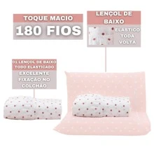 Fitted Sheet Single Double Queen King Percale 180 Thread Count Cotton Poá Collection - Poá Rose - Xem 1