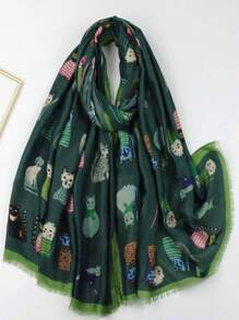 1pc Cat Print Scarf Wrap Shawl - Multicolor - View 13