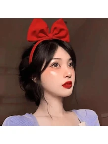 1 件可爱女士红色海绵 3D 蝴蝶结发带，适合可爱公主、仙女服装、圣诞节、新年或节日派对装饰 - 紅色 - 查看 4