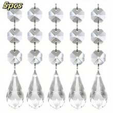 5/10 piezas de decoraciones colgantes de cristal acrílico brillante, decoraciones de colgante de cristal - Exquisitas decoraciones colgantes bohemias para árbol, boda, fiesta, hogar, cortina de puerta, lámpara de mesa con diseño sin electricidad, decoraciones para el hogar y la boda con suministros de celebración, decoración del hogar, decoración de la habitación, decoración de pared - Multicolor - Ver 14