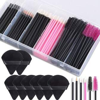 228/300pcs Disposable Eye Makeup Tools, Eyeliner Eyebrow Brush Kit With Storage Box