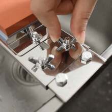 不锈钢磨刀器支架，可调节厨房磨刀架，快速磨刀水槽支架，适用于各种刀具 - 銀色 - 查看 4