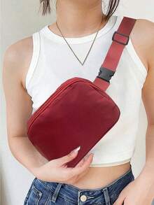 1 chiếc/Túi đeo chéo ngực đa năng màu trơn, Túi đeo hông, Túi thắt lưng mọi nơi có dây đeo có thể điều chỉnh, Túi đeo hông nhỏ, Dùng cho tập luyện, chạy bộ, du lịch, đi bộ đường dài - Nhiều màu - Xem 14