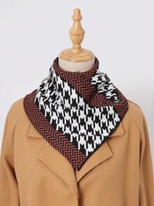 Houndstooth Soft Warm Thick Gaiter Scarf, Elastic And Versatile For Autumn/Winter Neck Warmer - Plaid Stripes - View 7