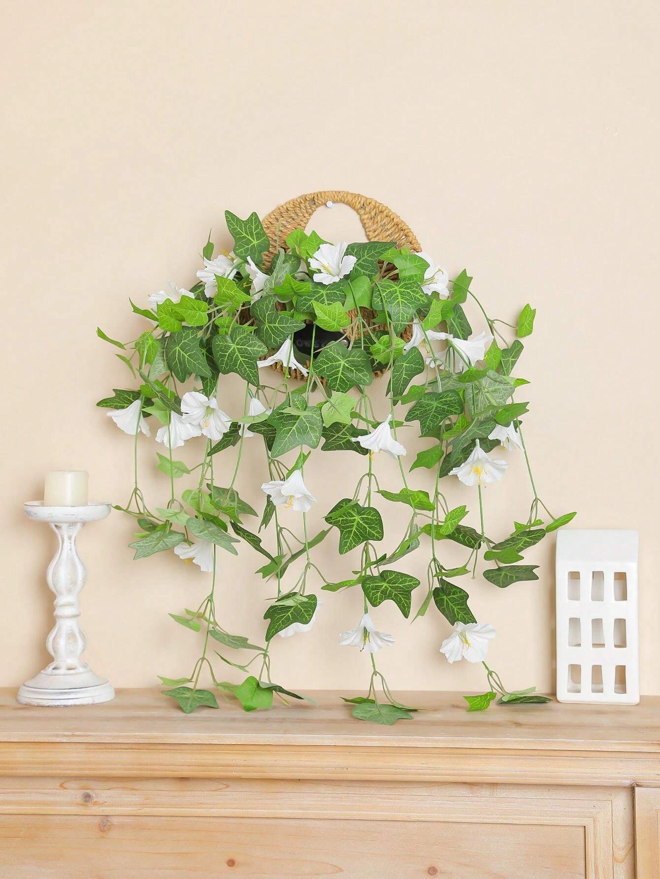1pc Artificial Trumpet Flower & Sweet Potato Leaf Hanging Garland
