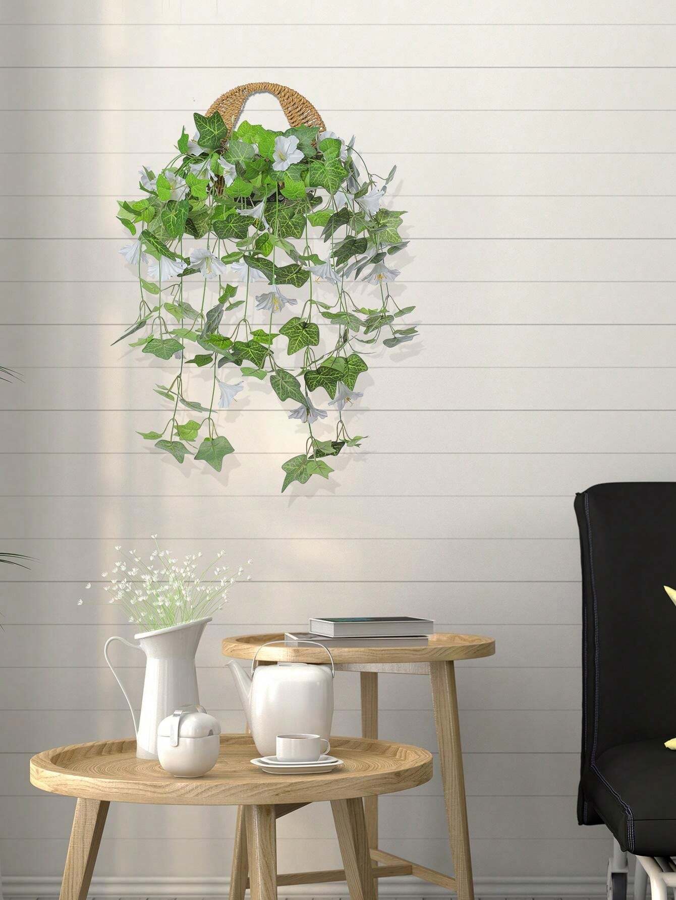 1pc Artificial Trumpet Flower & Sweet Potato Leaf Hanging Garland