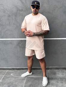 Light Set Oversized T-Shirt Shorts Preppy Beige - 米色 - 查看 1