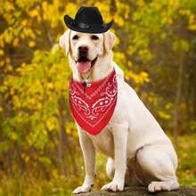 宠物牛仔服装狗万圣节圣诞节服装狗猫牛仔帽配头巾围巾搞笑配饰 - 彩色 - 查看 6