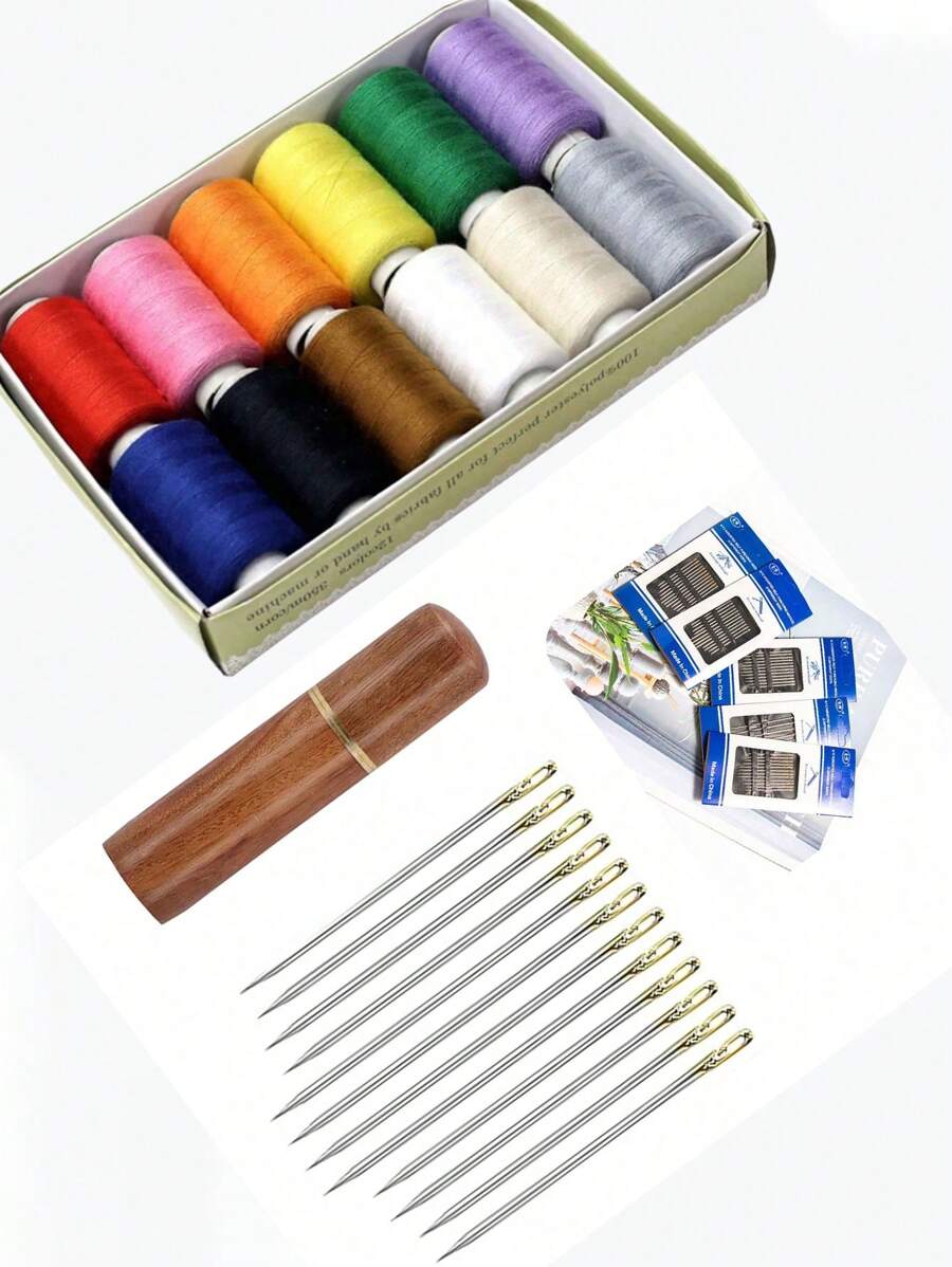 12/ 25pcs Assorted Color Sewing Thread + 12pcs Self-Threading Needles ...