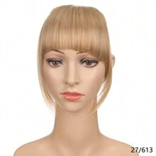 短刘海金色夹式发刘海耐热假发合成刘海发夹天然接发